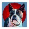 Stupell Industries Boston Terrier Dog over Geometric Canvas Wall Art